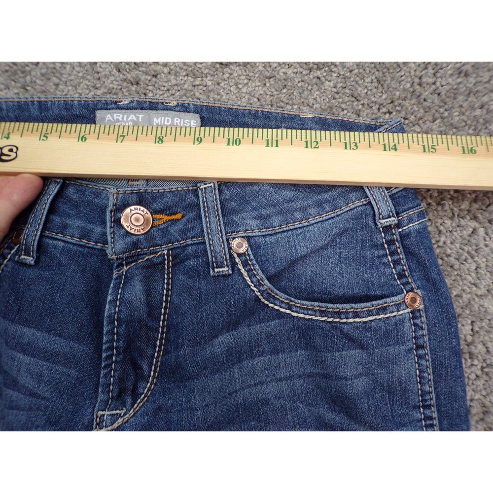 Ariat Rebar Mid Rise Straight Jean Womens Sz 27L Blue Cargo Pockets Pants - Picture 14 of 16